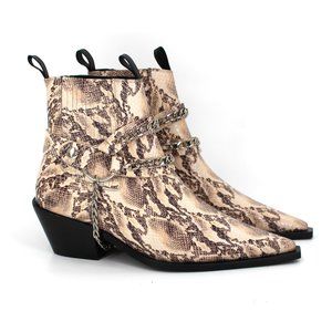 Anine Bing Harris Boots Leather Python Embossed Pull On Ankle Bootie 39 NEW 9